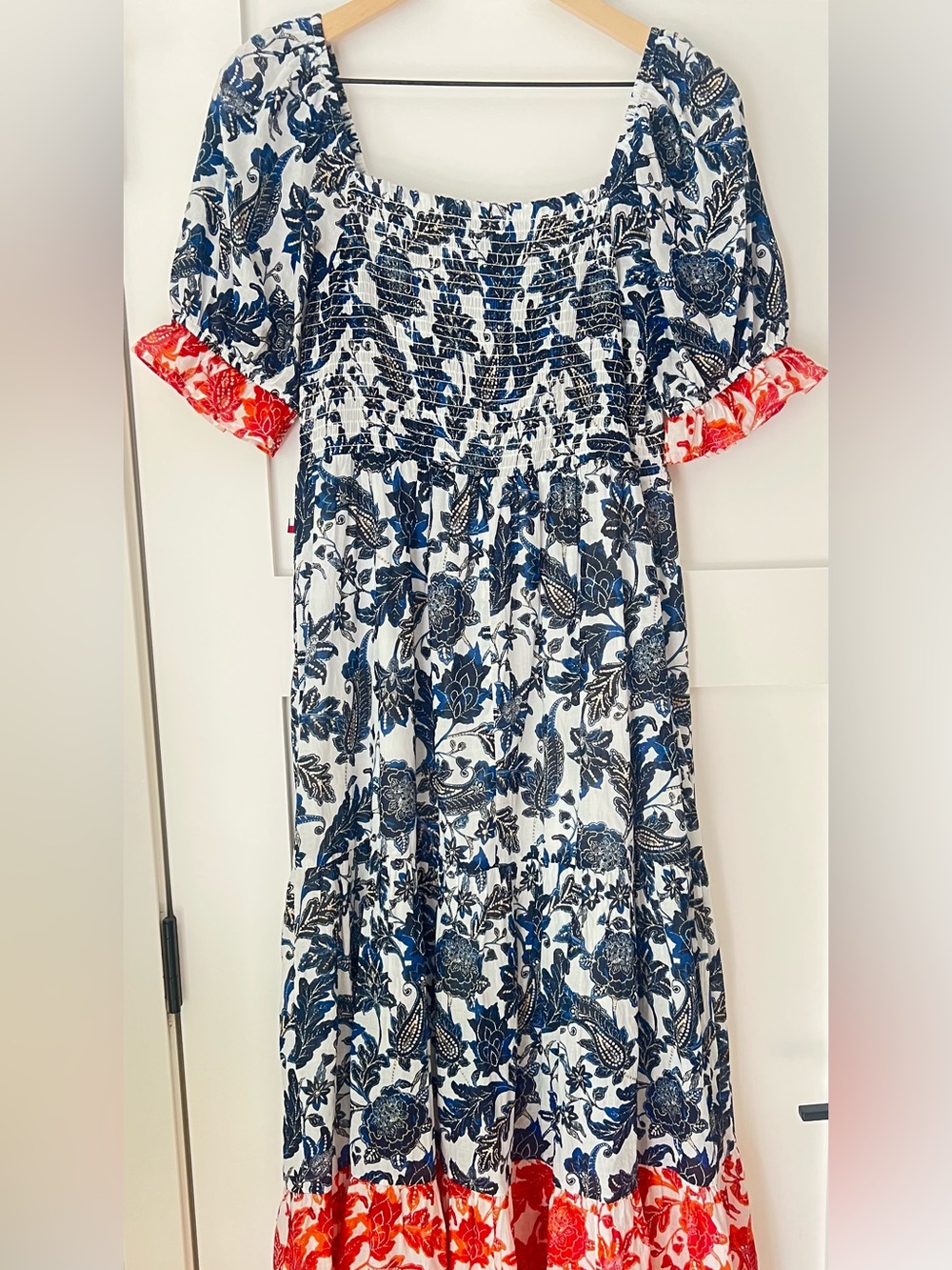 TOMMY HILFIGER | Batik Floral Smocked Midi Dress M Summer Dress